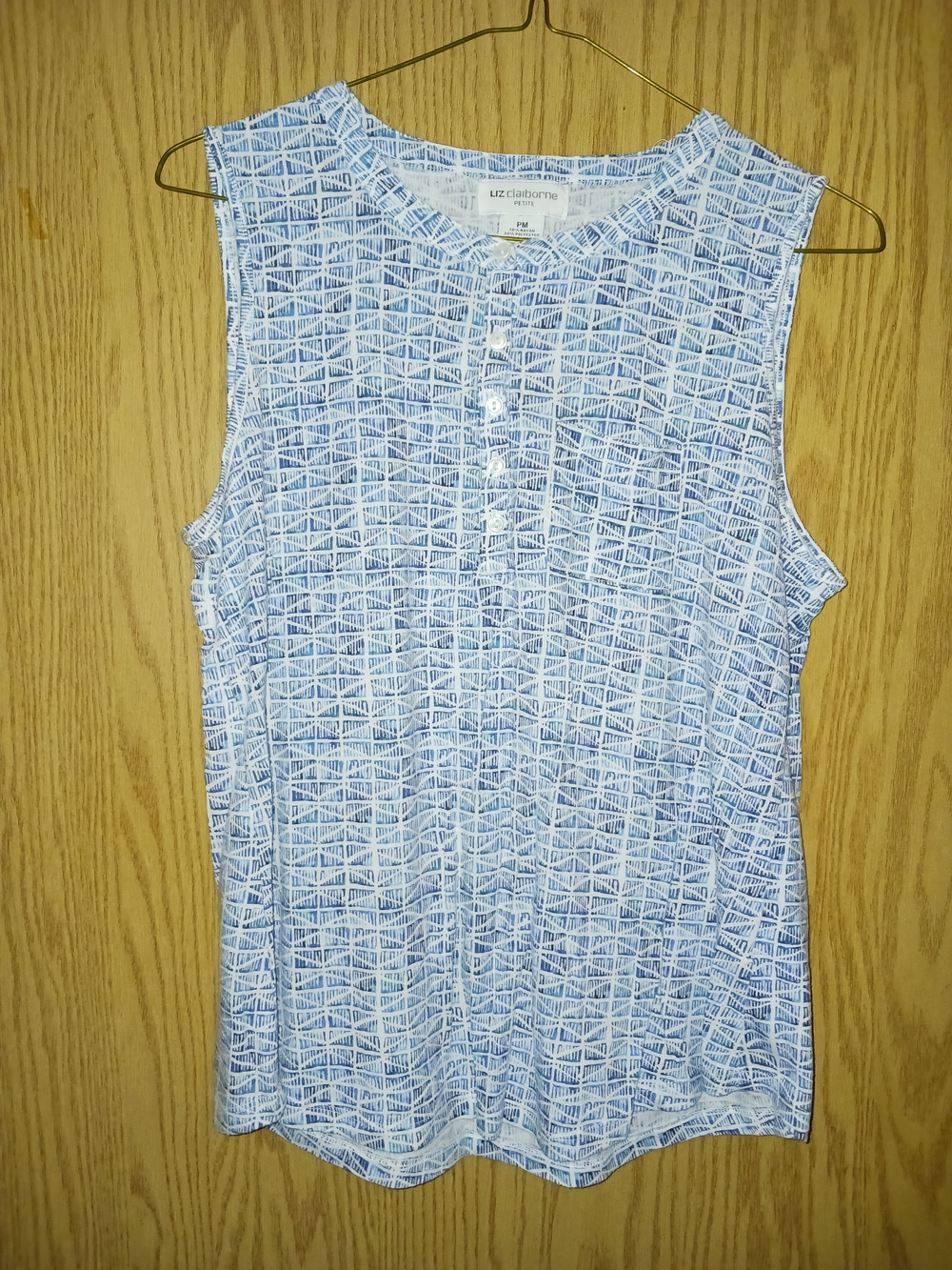 Liz Claiborne Light Blue Geometric Sleeveless Tank